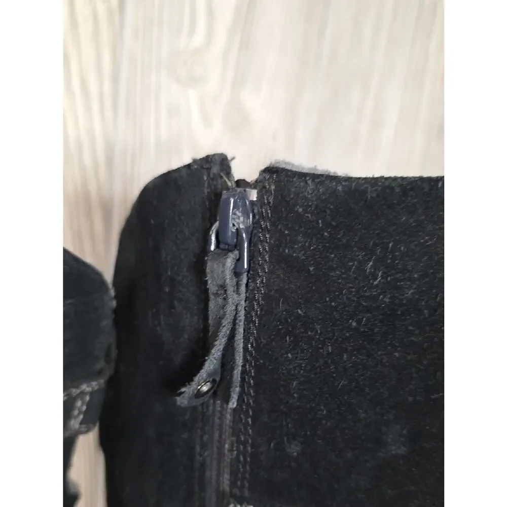The North Face Anna Purna Tall Black Suede Leather Boots Womens Size 8.5